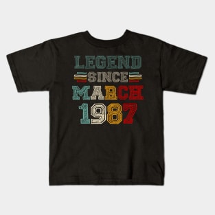 36 Years Old Legend Since March 1987 36th Birthday Kids T-Shirt